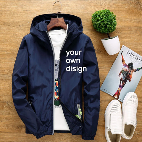 2019 S-6XL Your OWN Design Brand Logo/Picture White Custom Men and women jackets Plus Size Jacket Men Clothing Outdoor SA-8