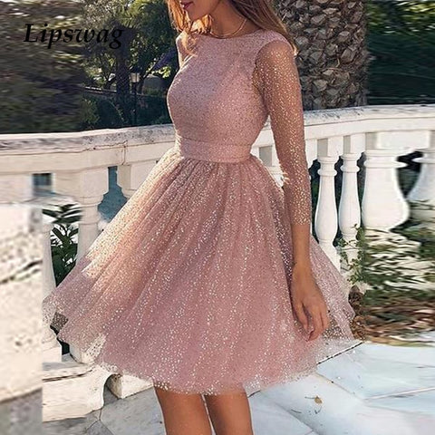 2020 Spring Hollow Out Backless Lace Party Dress Women Summer Sexy O-neck A-Line Princess Dress Casual Long Sleeve Mini Dresses