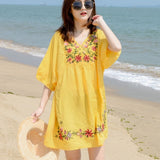 2020 Summer Vintage 70s Women Mexican Ethnic Embroidered Peasant Hippie Gypsy Boho Mini Dress Beach Holiday Dresses Vestido