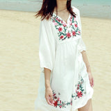 2020 Summer Vintage 70s Women Mexican Ethnic Embroidered Peasant Hippie Gypsy Boho Mini Dress Beach Holiday Dresses Vestido