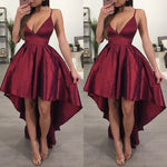 New Fashion Bridesmaid V Neck Women Formal Wine Red Backless Asymmetrical Dress Custom Women Elegant Clothing