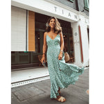 Meihuida 2019 Women's  Boho Maxi Dress Girls Summer Spaghetti Strap Sweet Dot Long Dress Ladies Beach Sundress Vestido De Mujer