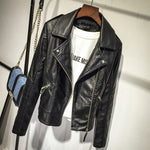 Women Black Faux Leather Jackets 2019 Autumn Slim Cool Lady Basic Jacket Coats Sweet Female Zipper Femme Outwear Coat Plus Size