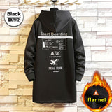 Fleece Jacket Winter Parkas Men 5XL Print Military Japanese Hooded Long Trench Coat Black Hip Hop Streetwear Thick Men's Jackets