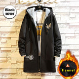 Fleece Jacket Winter Parkas Men 5XL Print Military Japanese Hooded Long Trench Coat Black Hip Hop Streetwear Thick Men's Jackets