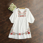 2020 Summer Vintage 70s Women Mexican Ethnic Embroidered Peasant Hippie Gypsy Boho Mini Dress Beach Holiday Dresses Vestido