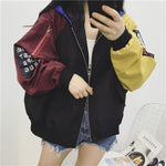 Jacket Women's Spring Jacket 2020 Women Contrast Short Jacket Long Sleeve Zipper Letter Female Jacket Korean Loose feminine Coat