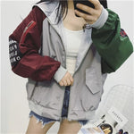 Jacket Women's Spring Jacket 2020 Women Contrast Short Jacket Long Sleeve Zipper Letter Female Jacket Korean Loose feminine Coat