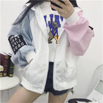 Jacket Women's Spring Jacket 2020 Women Contrast Short Jacket Long Sleeve Zipper Letter Female Jacket Korean Loose feminine Coat