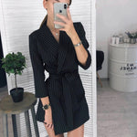 Women Vintage Sashes A-line Party Mini Dress Long Sleeve Notched Collar Solid Casual Elegant Dress 2019 Winter New Fashion Dress