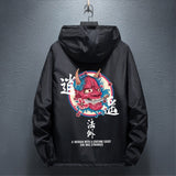 Men Fashion Hip Hop Windbreaker Jackets Japanese Casual Hooded Jackets Streetwear Men Women Loose  Harajuku Devil Coat Male