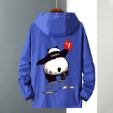 Men Fashion Hip Hop Windbreaker Jackets Japanese Casual Hooded Jackets Streetwear Men Women Loose  Harajuku Devil Coat Male